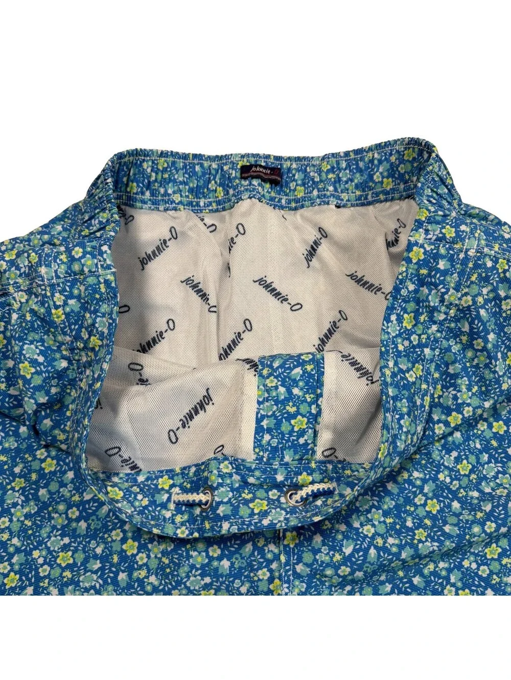 Johnnie-O Men's Blue Tyndall Floral Graphic Print Swim Trunks Size Large